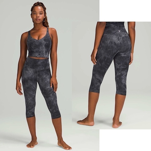 Lululemon Align High Rise Crop 17" Diamond Dye Pitch Grey Graphite Grey Sz 0 - Picture 1 of 10